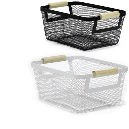 Καλάθι  Μαύρο/Λευκό Μέταλλο/Ξύλο 26x11x17.5cm Σε 2 Χρώματα