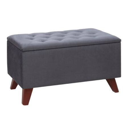 Σκαμπώ - Ταμπουρέ Lotus Megapap βελούδινο χρώμα ανθρακί 90x40x50εκ.