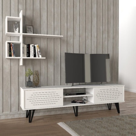 Σύνθεση τηλεόρασης Salerno Megapap χρώμα λευκό 180x35x51εκ.