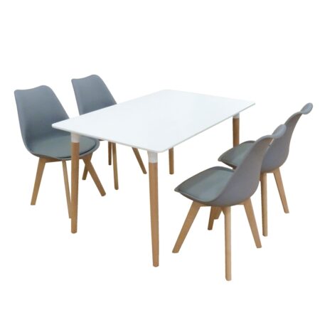 Σετ Τραπεζαρίας Logan Plus Grey Randy 5τμχ 120Χ80X72εκ. - ΞΥΛΟ/PP/PU - GREY