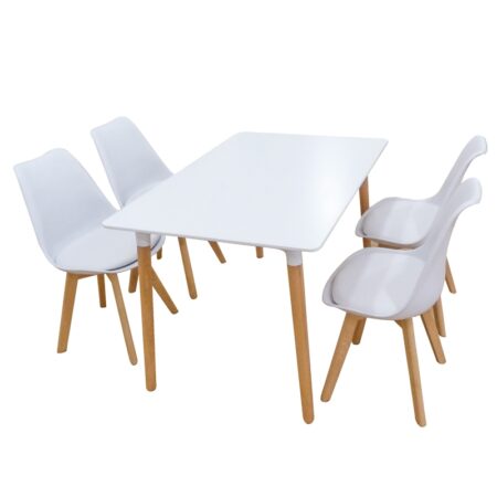 Σετ Τραπεζαρίας Logan Plus White Randy 5τμχ 120Χ80X72εκ. - ΞΥΛΟ/PP/PU - WHITE