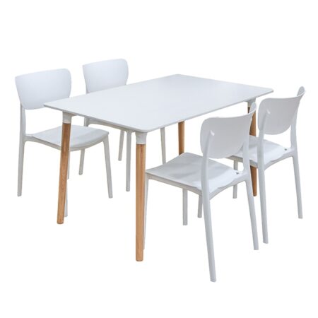 Σετ Τραπεζαρίας Monna White Randy 5τμχ 120Χ80X72εκ. - ΞΥΛΟ/PP - WHITE