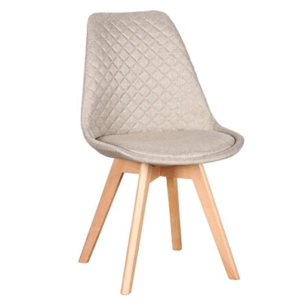 Καρέκλα Τραπεζαρίας Ξύλινη 4τμχ Bianca S Beige Ύφασμα 50x55x83.5εκ. - ΞΥΛΟ/ΥΦΑΣΜΑ - BEIGE