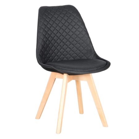 Καρέκλα Τραπεζαρίας Ξύλινη 4τμχ Bianca S Black Ύφασμα 50x55x83.5εκ. - ΞΥΛΟ/ΥΦΑΣΜΑ - BLACK