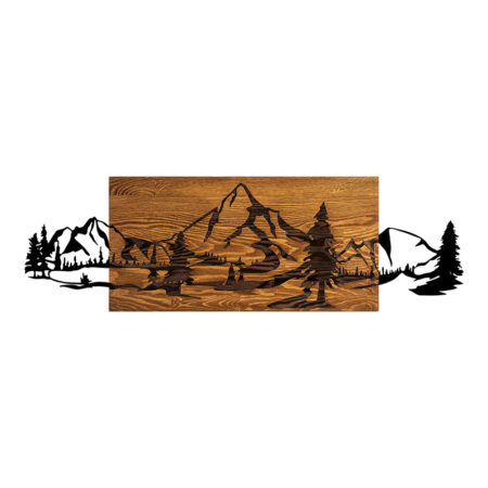 Διακοσμητικό τοίχου Nereve  ξύλο πεύκου σε φυσική απόχρωση με μαύρο μέταλλο 95x3x30εκ