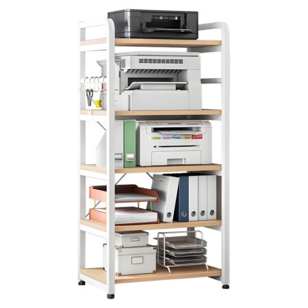 Ραφιέρα επιδαπέδια Lito  μέταλλο λευκό-φυσικό 60x40x140εκ