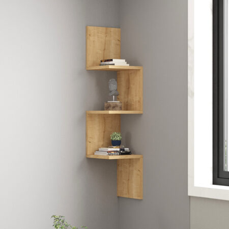 Ραφιέρα γωνιακή τοίχου Insta  σε oak απόχρωση 25x25x105,5εκ