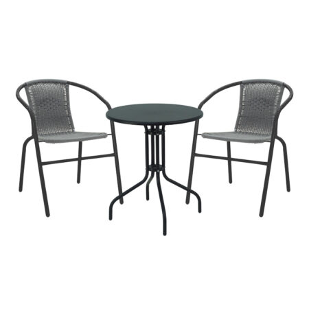 Τραπεζαρία Vergo-Obbi pakoworld 3τεμ μαύρο μέταλλο Φ60x70εκ