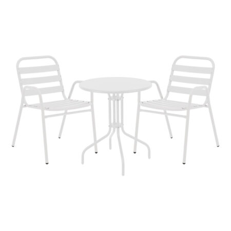 Τραπεζαρία Vergo-Sussie pakoworld σετ 3τεμ λευκό μέταλλο Φ60x70εκ