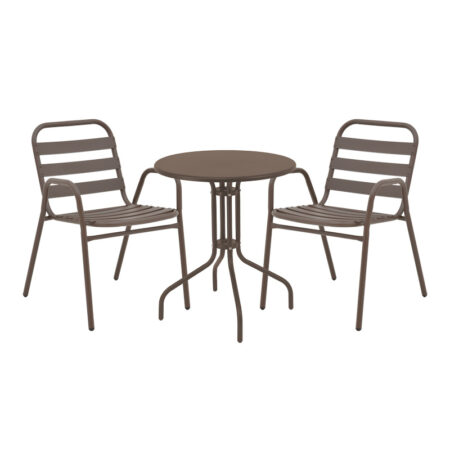 Τραπεζαρία Vergo-Sussie pakoworld σετ 3 τεμ καφέ μέταλλο Φ60x70εκ