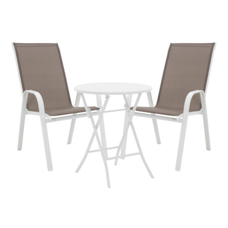 Τραπεζαρία Albero-Calan pakoworld 3τεμ μέταλλο σε λευκή απόχρωση Φ60x70εκ