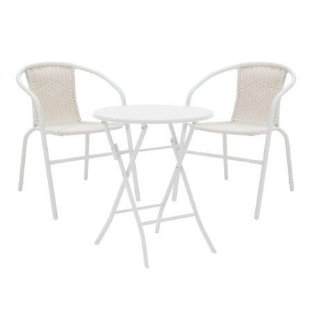 Τραπεζαρία Albero-Obbi pakoworld 3τεμ μέταλλο σε λευκή απόχρωση Φ60x70εκ