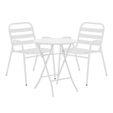 Τραπεζαρία Albero-Sussie pakoworld 3τεμ μέταλλο σε λευκή απόχρωση Φ60x70εκ