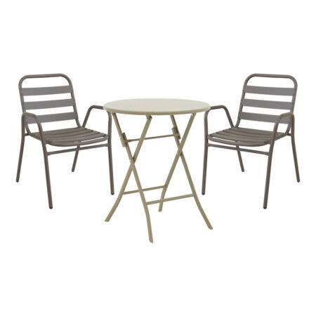 Τραπεζαρία Albero-Sussie pakoworld 3τεμ μέταλλο σε σαμπανιζέ απόχρωση Φ60x70εκ