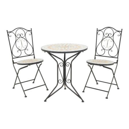 Τραπεζαρία Sellis  σετ 3τεμ μωσαικό-μέταλλο μαύρο