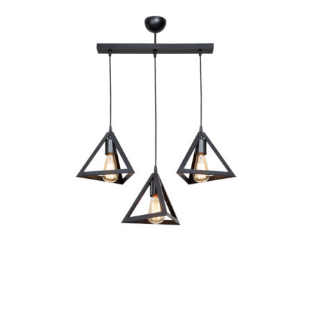 Φωτιστικό οροφής τρίφωτο Lich  pp σε μαύρη απόχρωση 60x24x75εκ