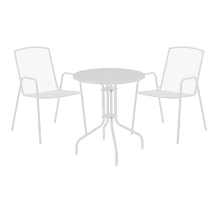 Τραπεζαρία Vergo-Pomedon pakoworld σετ 3τεμ μέταλλο σε λευκή απόχρωση