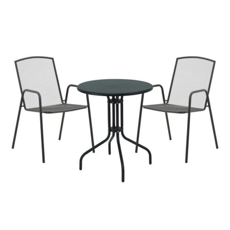 Τραπεζαρία Vergo-Pomedon pakoworld σετ 3τεμ μέταλλο σε μαύρη απόχρωση