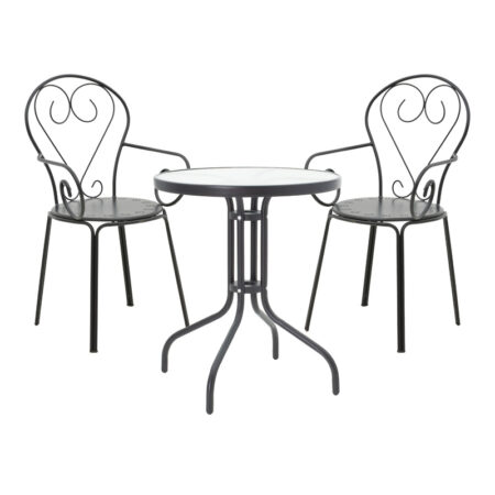 Τραπεζαρία Watson-Monasty pakoworld σετ 3τεμ μέταλλο σε μαύρη απόχρωση