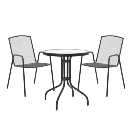 Τραπεζαρία Watson-Pomedon pakoworld σετ 3τεμ μέταλλο σε μαύρη απόχρωση