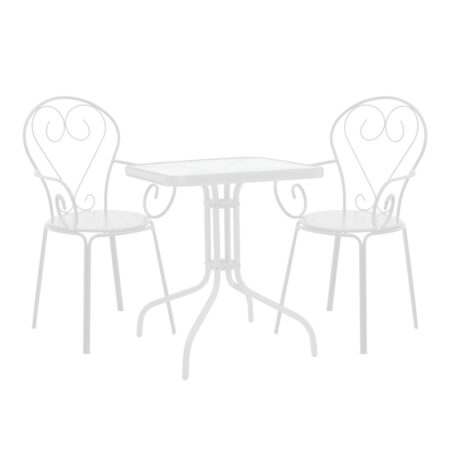 Τραπεζαρία Watson-Monasty pakoworld σετ 3τεμ μέταλλο σε λευκή απόχρωση