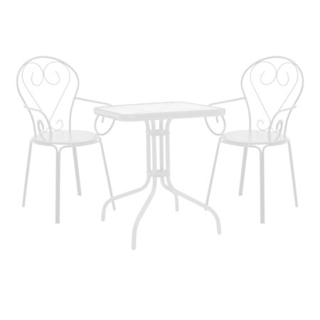 Τραπεζαρία Watson-Monasty pakoworld σετ 3τεμ μέταλλο σε λευκή απόχρωση 70x70x70εκ