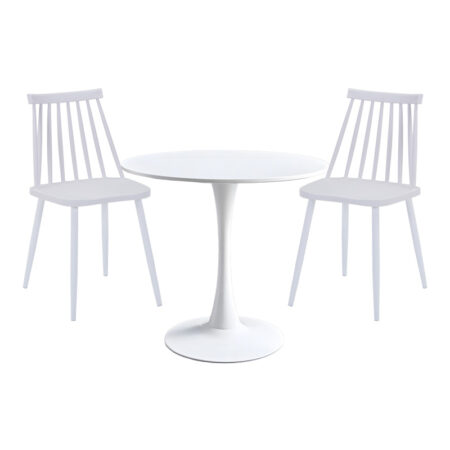 Τραπεζαρία Elijah-Aurora I  σετ 3τεμ pp σε λευκή απόχρωση Φ60x74εκ