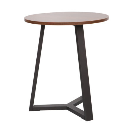 Βοηθητικό τραπέζι Trepolo pakoworld σε καρυδί απόχρωση με μαύρο μέταλλο Φ45x52εκ