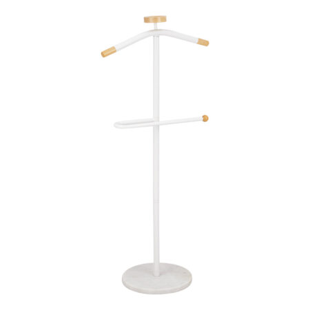 Καλόγερος ρούχων Jolma  μέταλλο-ξύλο σε λευκή απόχρωση Φ30x111εκ