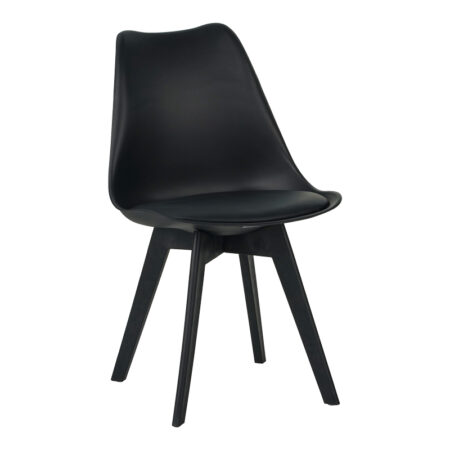 Καρέκλα Gaston I  PP-PU σε μαύρη απόχρωση 48.5x53.5x81.5εκ