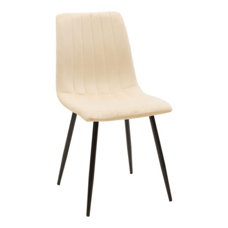 Καρέκλα Noor  μπεζ βελούδο με πόδι μετάλλου σε μαύρη απόχρωση 44x53x86εκ