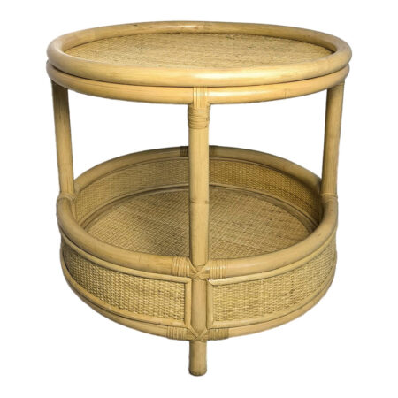 Βοηθητικό τραπέζι Moody  pe rattan σε φυσική απόχρωση Φ55x51εκ