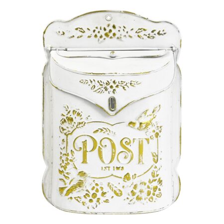 Artekko Mailbox Μεταλλικό Γραμματοκιβώτιο σε Λευκή Πατίνα (27x10x39)cm