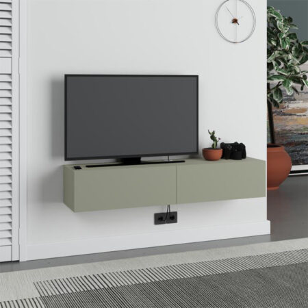 Έπιπλο τηλεόρασης επιτοίχιο Francy Megapap χρώμα ash green 135x31,7x25εκ.