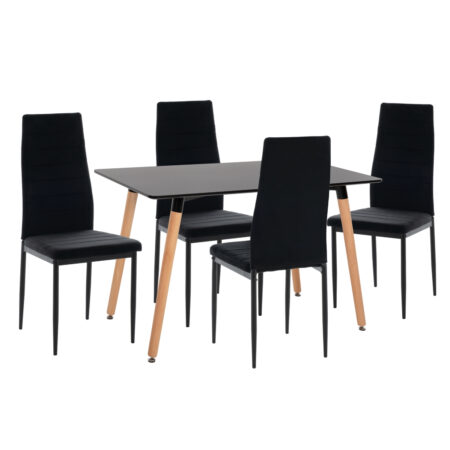 ΣΕΤ ΤΡΑΠΕΖΑΡΙΑΣ 5ΤΜΧ MINIMAL HM21173 MDF TOP ΜΑΥΡΟ-ΒΕΛΟΥΔΟ & ΜΕΤΑΛΛΟ ΜΑΥΡΟ