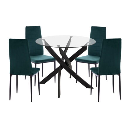 ΣΕΤ ΤΡΑΠΕΖΑΡΙΑΣ 5ΤΜΧ LADY HM21199.03 ΓΥΑΛΙ--ΜΕΤΑΛΛΟ ΣΕ ΜΑΥΡΟ & ΒΕΛΟΥΔΟ ΚΥΠΑΡΙΣΣΙ