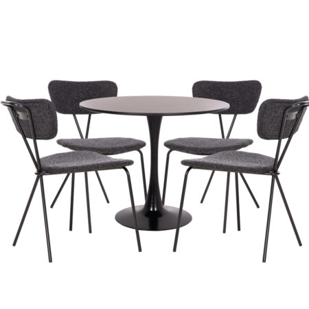 ΣΕΤ ΤΡΑΠΕΖΑΡΙΑΣ 5ΤΜΧ BROLIN HM21200 MDF TOP & ΜΕΤΑΛΛΟ ΜΑΥΡΟ-ΣΚΟΥΡΟ ΓΚΡΙ ΥΦΑΣΜΑ