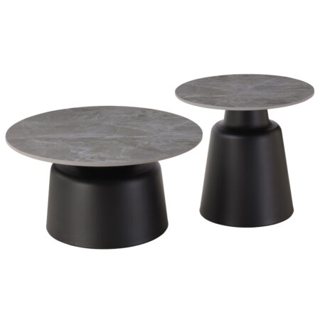 ΤΡΑΠΕΖΙΑ ΣΑΛΟΝΙΟΥ RINKON HM18263.03 ΚΕΡΑΜΙΚΑ TOP ΟΨΗ ΓΚΡΙ ΜΑΡΜΑΡΟΥ Φ50εκ & Φ70εκ