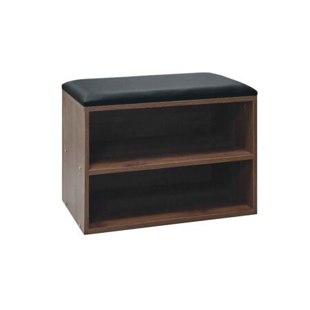 Παπουτσοθήκη-Σκαμπό Kiana  4 ζεύγων με μαξιλάρι σε καρυδί απόχρωση 60x32x44εκ