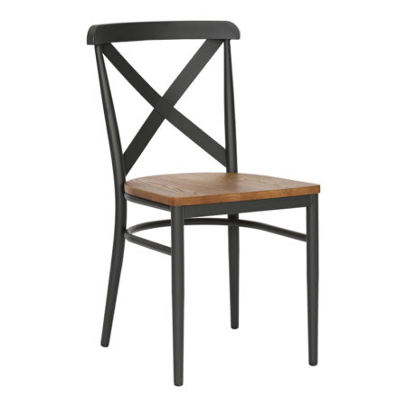 Καρέκλα Ferona σκελετός ανθρακί μέταλλο με rubberwood σε φυσική απόχρωση 52.5x44.5x84εκ
