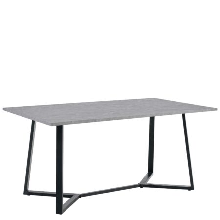 Τραπέζι Τραπεζαρίας ArteLibre DUNSMERE Γκρι Μάρμαρο/Μαύρο Μέταλλο/Μοριοσανίδα 160x90x75cm