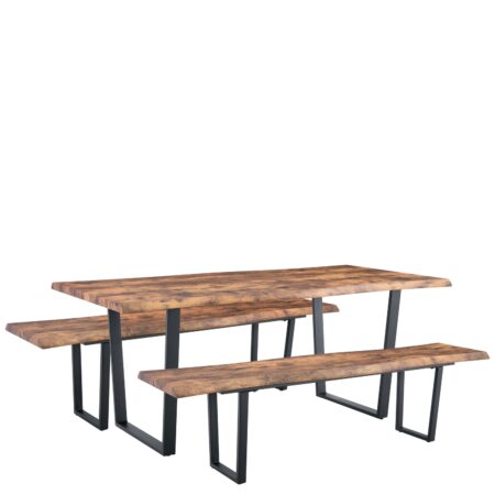 Σετ Τραπεζαρία (2+1) ArteLibre NORTHAM Καρυδί/Μαύρο Μέταλλο/Μοριοσανίδα