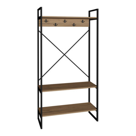 Έπιπλο εισόδου Levento  oak με μαύρο μεταλλικό σκελετό 88x34x180εκ