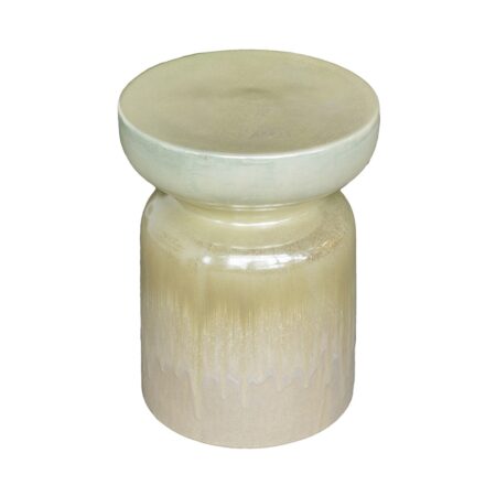 Artekko Metro Μπεζ Κεραμικό Τραπέζι Βοηθητικό Σκαμπό (34.9x34.9x45.7)cm