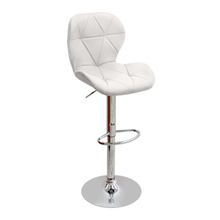 Σκαμπό μπαρ Dolores Megapap με ρυθμιζόμενο ύψος PU λευκό - βάση χρωμίου 45,5x38x89/109εκ.