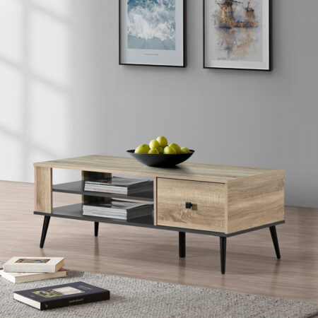 Τραπέζι σαλονιού Zezan  σε sonoma-ανθρακί απόχρωση 120x51x44.5εκ