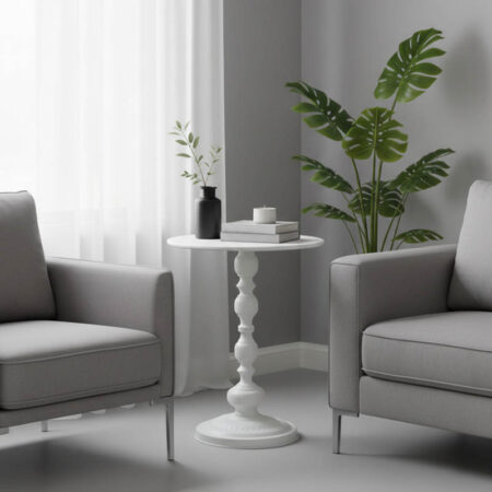 Βοηθητικό τραπέζι Anesor  μέταλλο σε κρεμ απόχρωση Φ40x52εκ