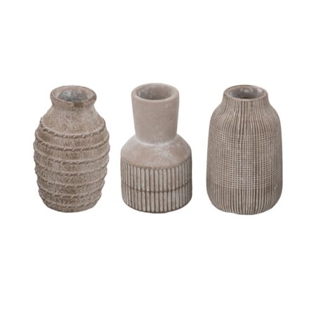 Artekko Cement Καφέ Τσιμεντένια Βάζα (9.5x9.5x15)cm 3pcs