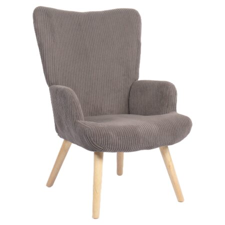 Πολυθρόνα ArteLibre LIRA Γκρι Ύφασμα Κοτλέ/Ξύλο 94.5x64x70.5cm