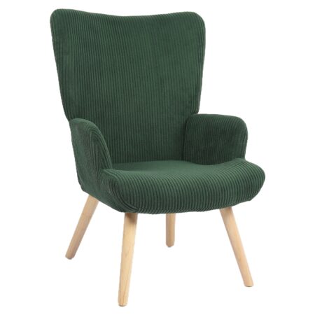 Πολυθρόνα ArteLibre LIRA Πράσινο Ύφασμα Κοτλέ/Ξύλο 94.5x64x70.5cm